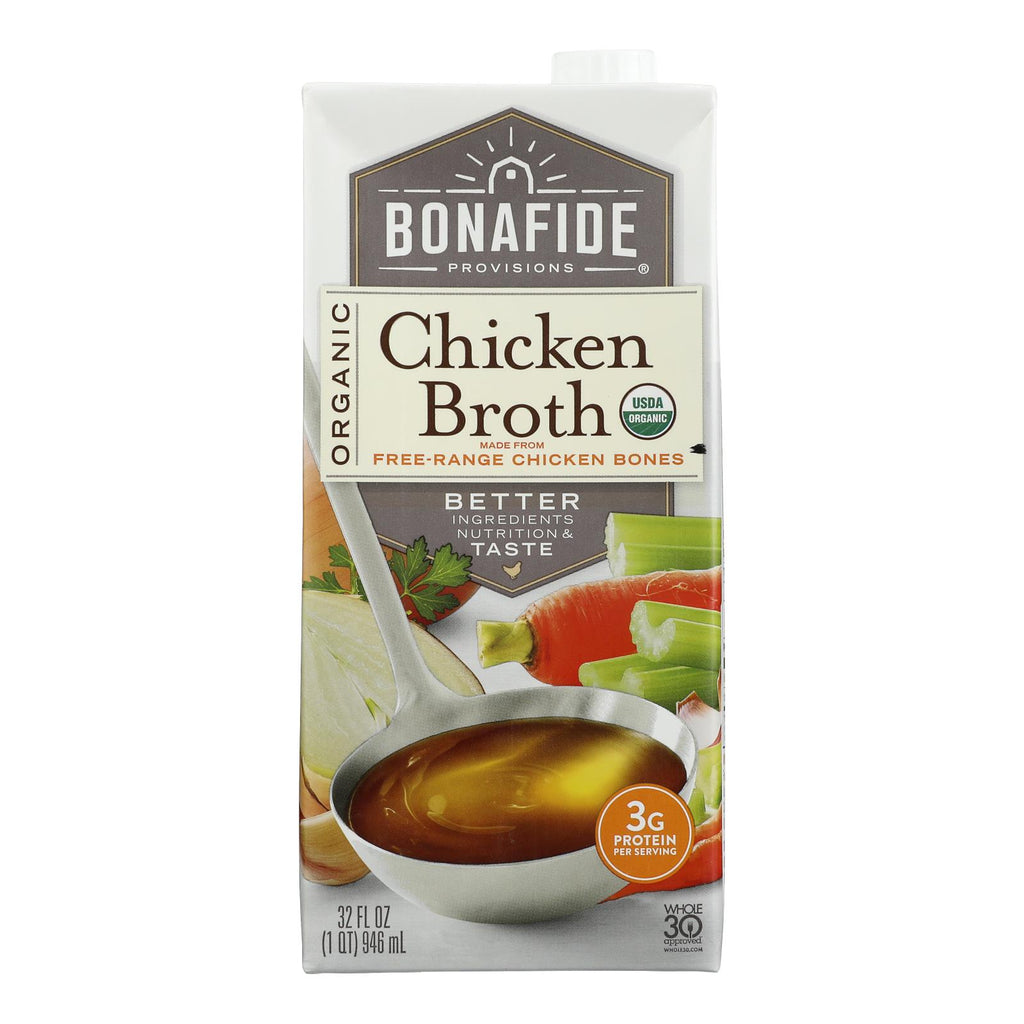 Bonafide Provisions Chicken Broth - Case of 6 - 32oz Cans - Cozy Farm 
