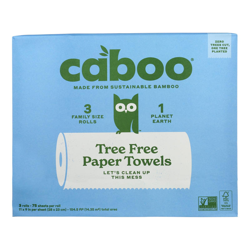 Caboo Paper Towels, 75 Sheets Per Roll, 3 Count, Case of 8 - Cozy Farm 