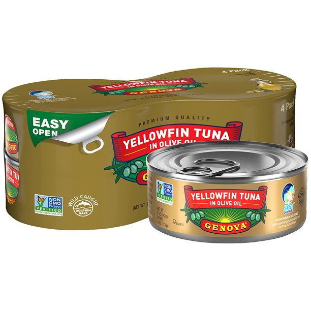 Cans  Genova Yellowfin Tuna in Olive Oil (Pack of 12 5-oz Cans) - Cozy Farm 