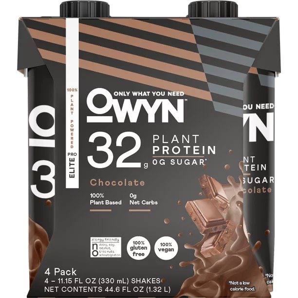 Only What You Need Chocolate Elite Plant-Based Protein Drink (Pack of 3-4, 11.15oz) - Cozy Farm 