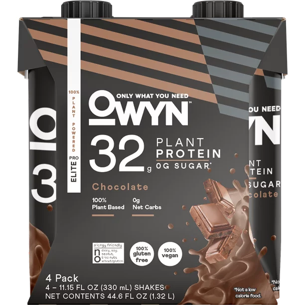 Only What You Need - Protein Drink Chocolate Elite Plant-Based (Pack of 3-4, 11.15oz) - Cozy Farm 