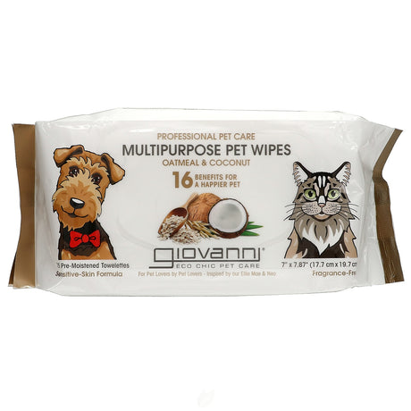Giovanni Pet Coconut & Oat Wipes (Pack of 75) - Cozy Farm 