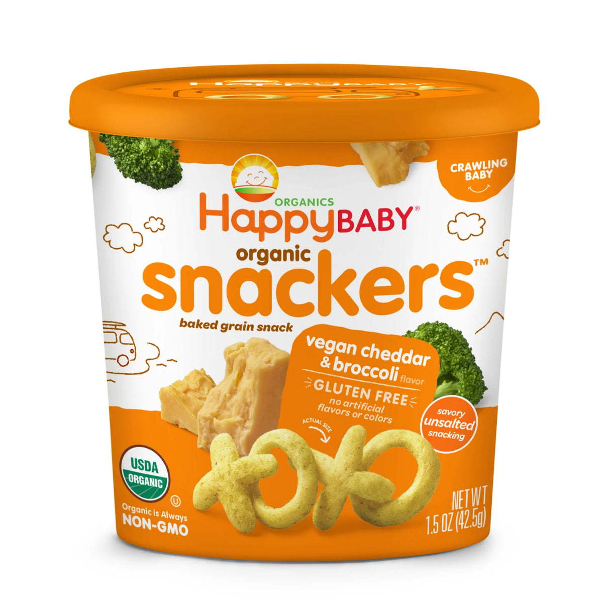 Happy Baby Organic Snackr Cheesy Broccoli Puffs (Pack of 6 - 1.5 oz) - Cozy Farm 