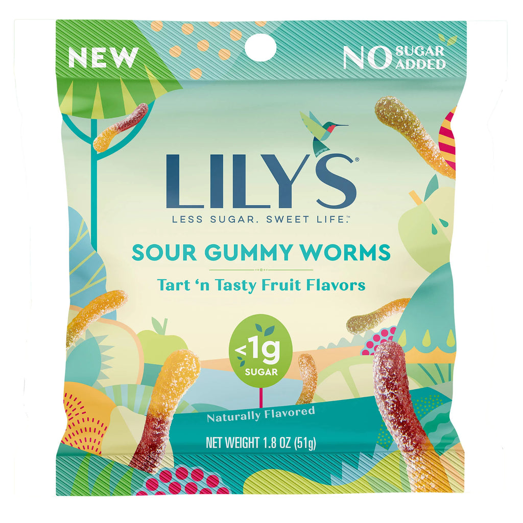 Lily's Gummy Worms Sour Fruit (Pack of 12 1.8oz) - Cozy Farm 