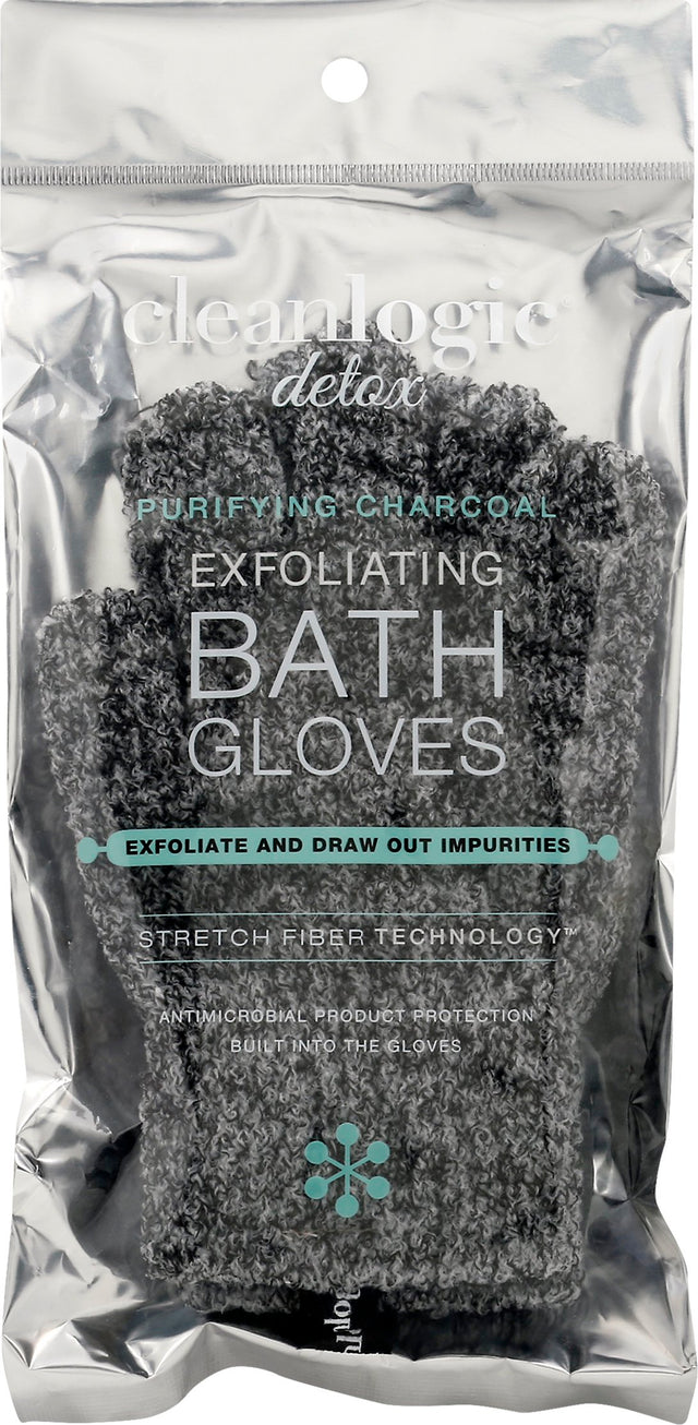 Cleanlogic Detox Charcoal Exfoliating Bath Gloves - Cozy Farm 