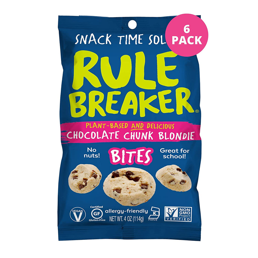 Rule Breaker Snacks - Bites Chocolate Chunk Blondie (Pack of 6-4 Oz) - Cozy Farm 