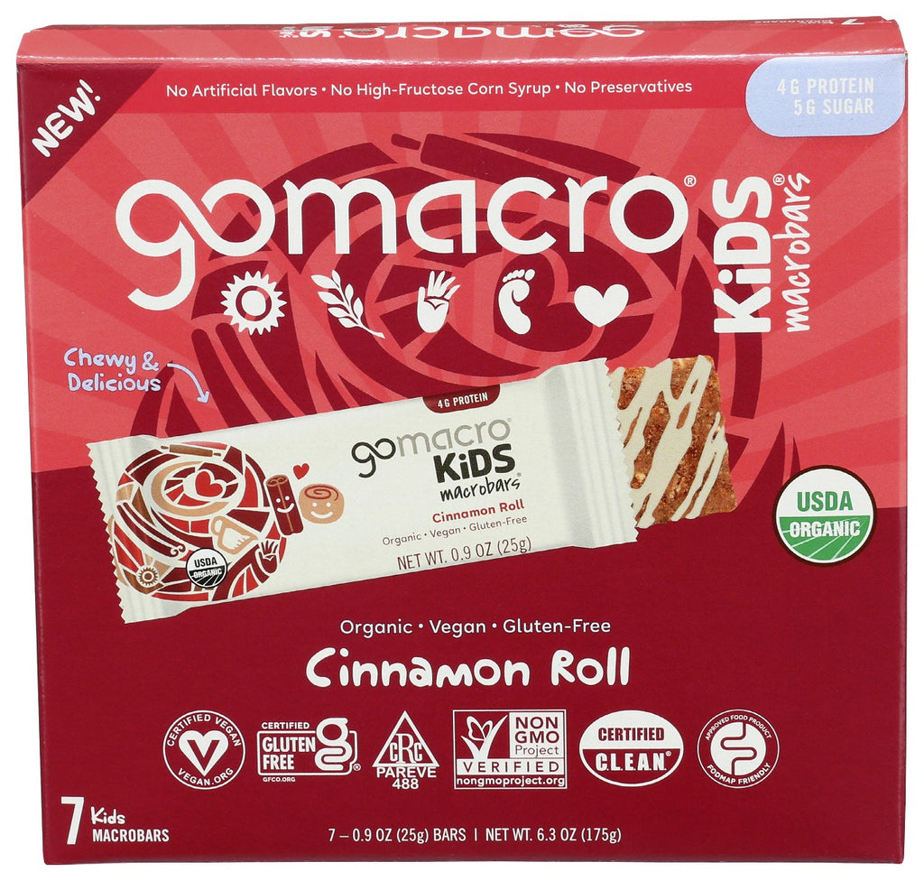 Gomacro - Bar Cinnamon Roll Kid (Pack of 7 6.3 Oz) - Cozy Farm 