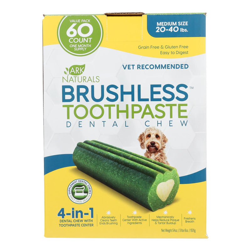 Ark Naturals Brushless Toothpaste Dental Chews for Medium Dogs (60 Count) - Cozy Farm 