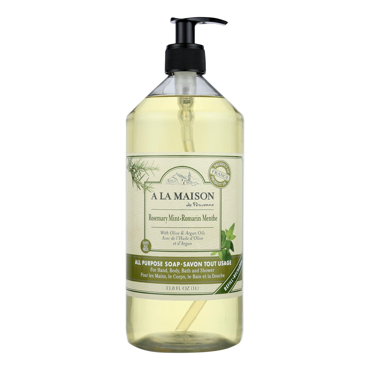 A La Maison Rosemary Mint Liquid Hand Soap (33.8 Fl Oz.) - Cozy Farm 