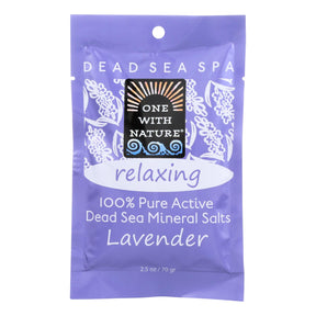 One With Nature Relaxing Lavender Dead Sea Mineral Salt Bath (6 Pack, 2.5 Oz. Each) - Cozy Farm 