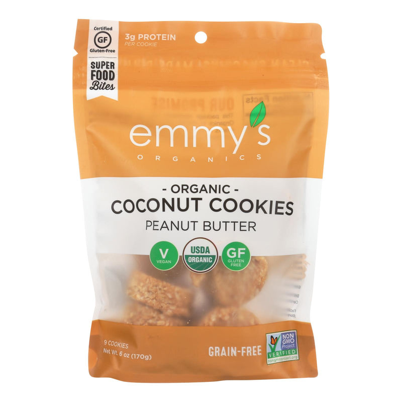 Emmy's Organics Creamy Peanut Butter Organic Coconut Cookies (Pack of 8 - 6 Oz.) - Cozy Farm 