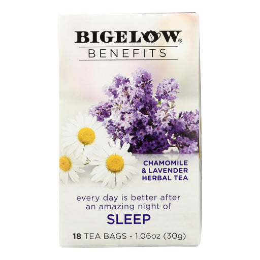 Bigelow Tea Chamomile Lavender Sleep - Calming Herbal Tea (Pack of 6 - 18 Bags) - Cozy Farm 