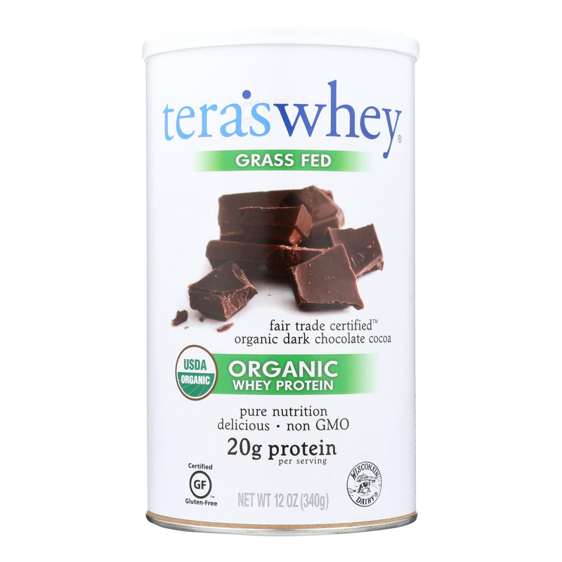 Teras Whey Organic Fair Trade Certified Dark Chocolate Cocoa Whey Protein Powder, 12 Oz. - Cozy Farm 