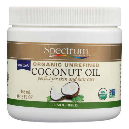 Organic Unrefined Coconut Oil (Pack of 1 - 15 Oz.) by Spectrum Essentials - Cozy Farm 