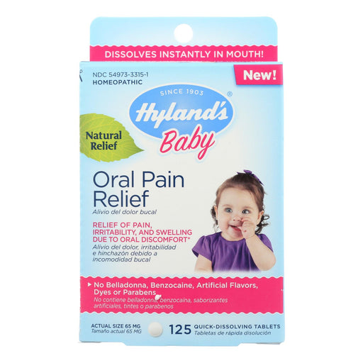Hyland's Baby Oral Pain Relief for Fussy or Teething Babies, 125 Count Homeopathic Tablets - Cozy Farm 