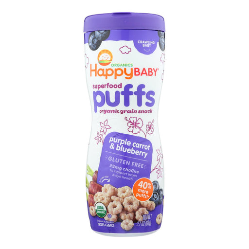 Happy Baby Organic Purple Carrot & Blueberry Happypuffs, 2.1 Oz (Pack of 6) - Cozy Farm 