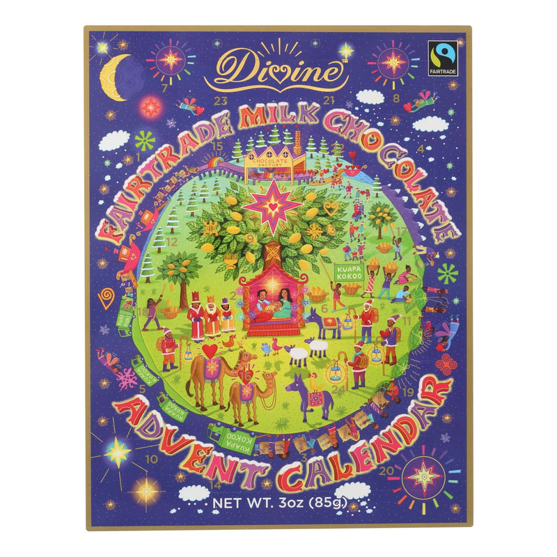 Divine Advent Calendar - Fair Trade Milk Chocolate (Pack of 24) - 3 Oz. - Cozy Farm 
