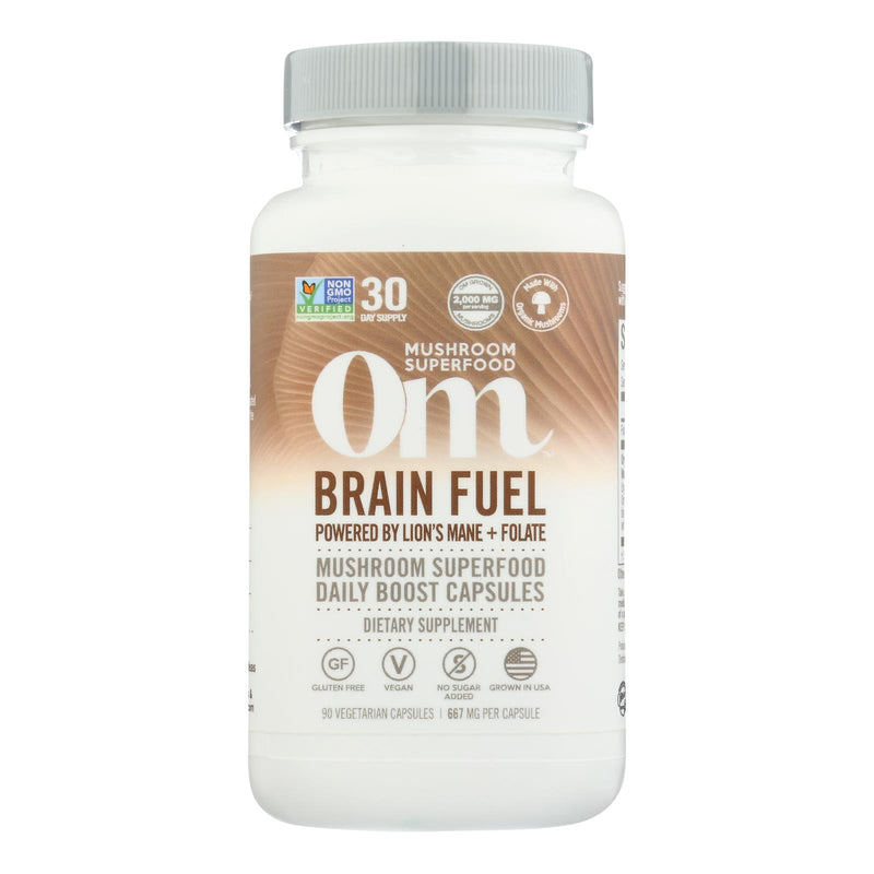 Om Mushroom Superfood Brain Fuel Mushroom Powder Capsules Superfood Supplement, 90 Count - Cozy Farm 