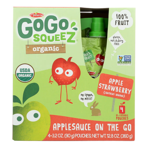 Gogo Squeez Applesauce (Pack of 12) - Apple Strawberry, 3.2 Oz. - Cozy Farm 