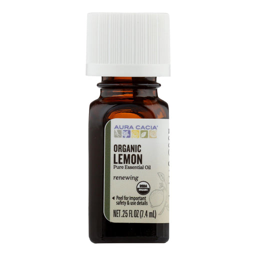Aura Cacia Organic Lemon Essential Oil .25 Oz. - Cozy Farm 