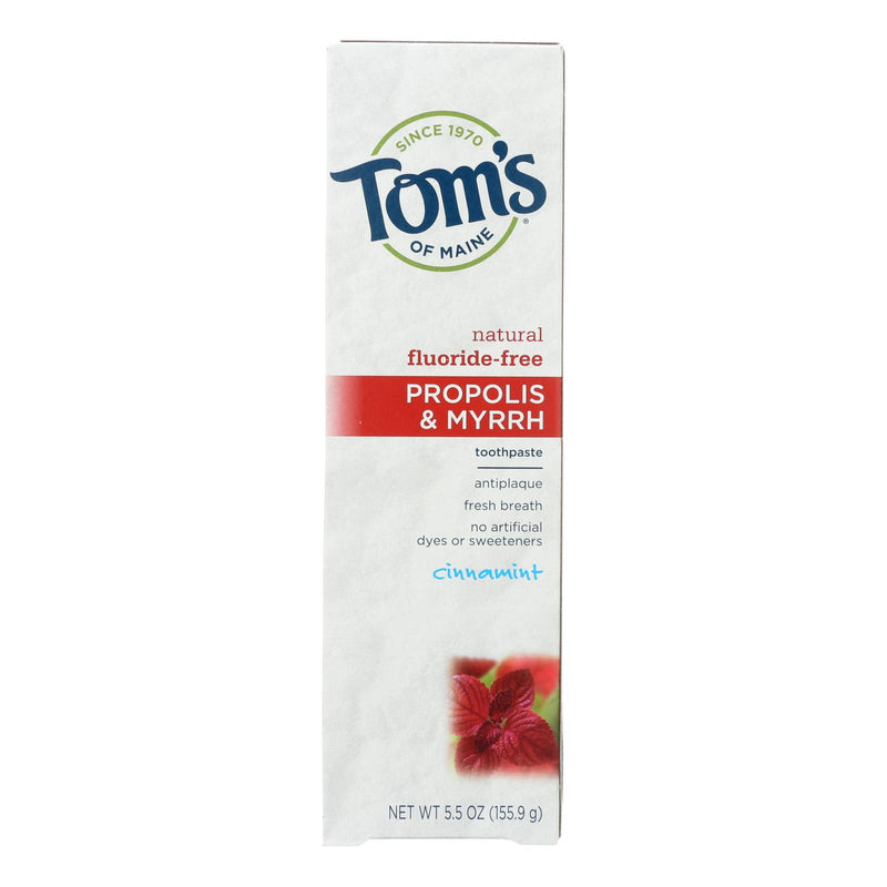 Tom's of Maine Propolis and Myrrh Antibacterial Toothpaste, Cinnamon Flavor, 5.5 Oz (Pack of 6) - Cozy Farm 