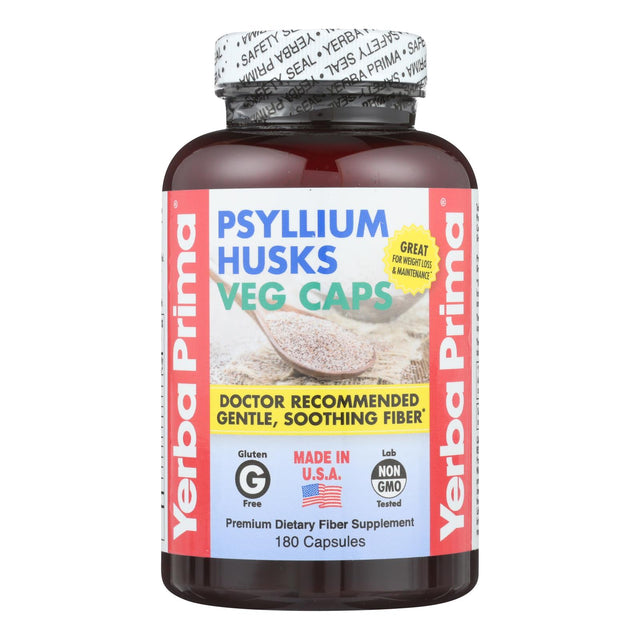 Yerba Prima Psyllium Husks Veg Caps - 625 Mg - 180 Vegetarian Capsules - Cozy Farm 