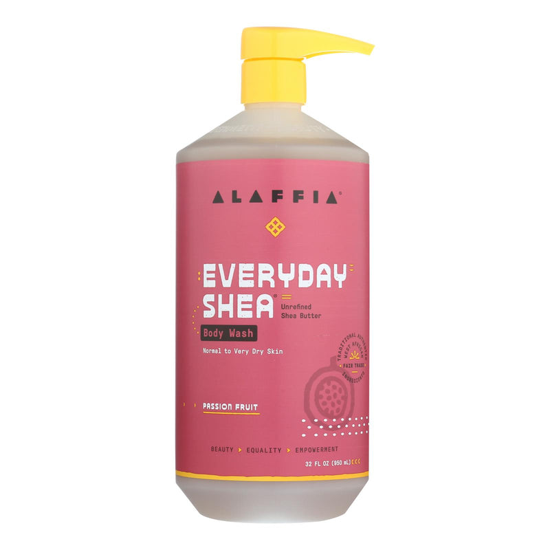 Alaffia Passion Fruit Exfoliating Body Wash with Fair Trade Shea Butter (32 Fl Oz) - Cozy Farm 