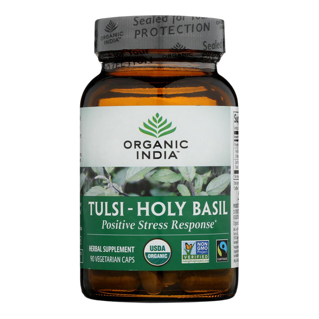 Organic India Tulsi Holy Basil Whole Herb Supplement - 90 Capsules - Cozy Farm 