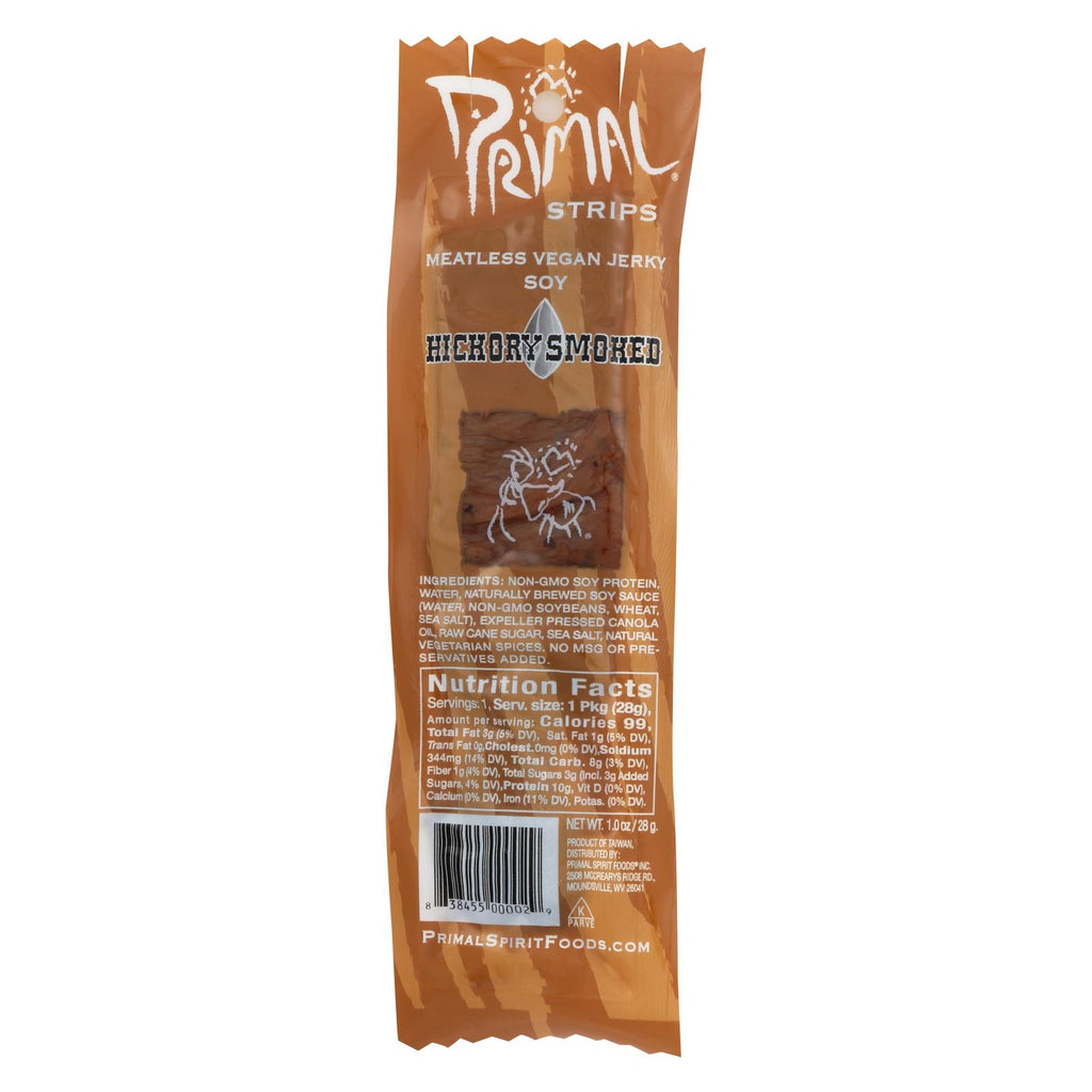 Primal Strips Vegan Jerky (Pack of 24) - Meatless, Soy-Based, Hickory Smoked Flavor - 1 Oz. - Cozy Farm 