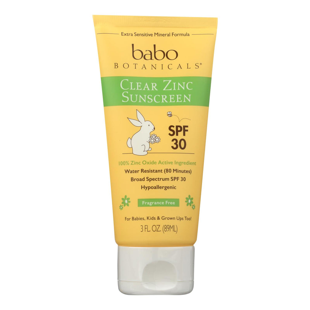 Babo Botanicals (Pack of 3) Clear Zinc Unscented Sunscreen SPF 30 - 3 Oz. - Cozy Farm 
