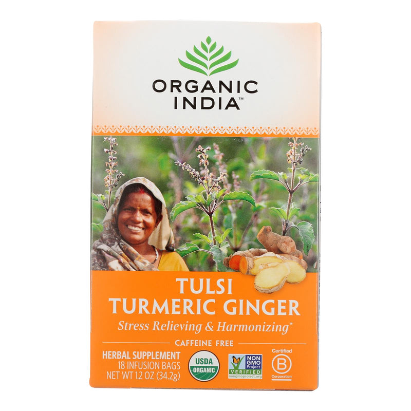 Organic India Tulsi Turmeric Ginger Tea (18 Bags/6 Pack) - Cozy Farm 