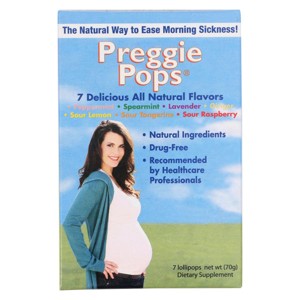 Preggie Pops Queasy Drops: Peppermint, Spearmint, Lavender Ginger, Sour Lemon, Sour Raspberry, Sour Tangerine (Pack of 7) - Cozy Farm 