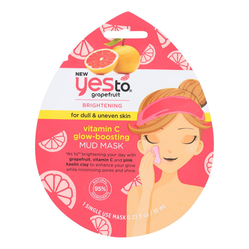 Yes To Grapefruit Vitamin C Mud Mask for Glowing, Radiant Skin (Pack of 6 - 0.33 Fl Oz) - Cozy Farm 