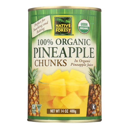 Native Forest Organic Pineapple Chunks, 14 Oz. (Pack of 6) - Cozy Farm 
