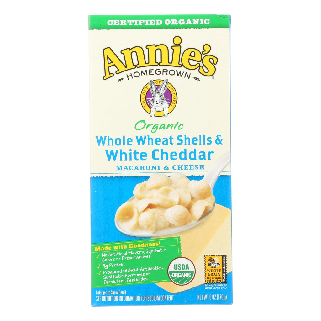 Annies Homegrown Organic Whole Wheat Shells and White Cheddar Macaroni & Cheese (Pack of 12 - 6 Oz) - Cozy Farm 