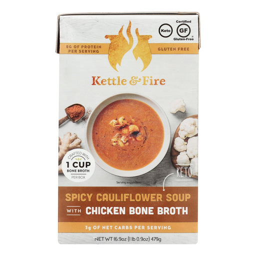 Kettle & Fire Keto Soup: Spicy Cauli-Chickpea, 6-Pack, 16.9 oz Each - Cozy Farm 