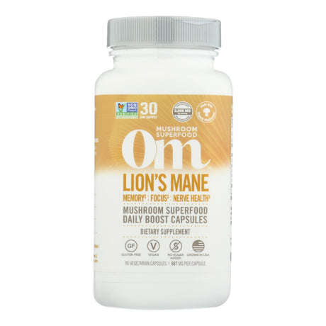 Om Mushroom Superfood Lion's Mane Mushroom Capsules Superfood Supplement, 90 Count - Cozy Farm 