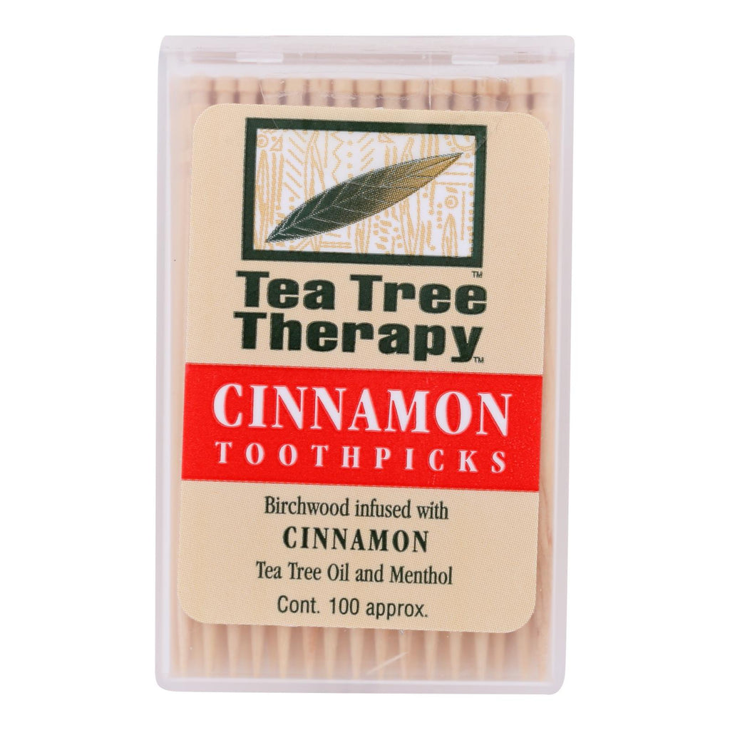 Tea Tree Therapy Toothpicks Cinnamon (Pack of 12 - 100 Toothpicks) - Cozy Farm 