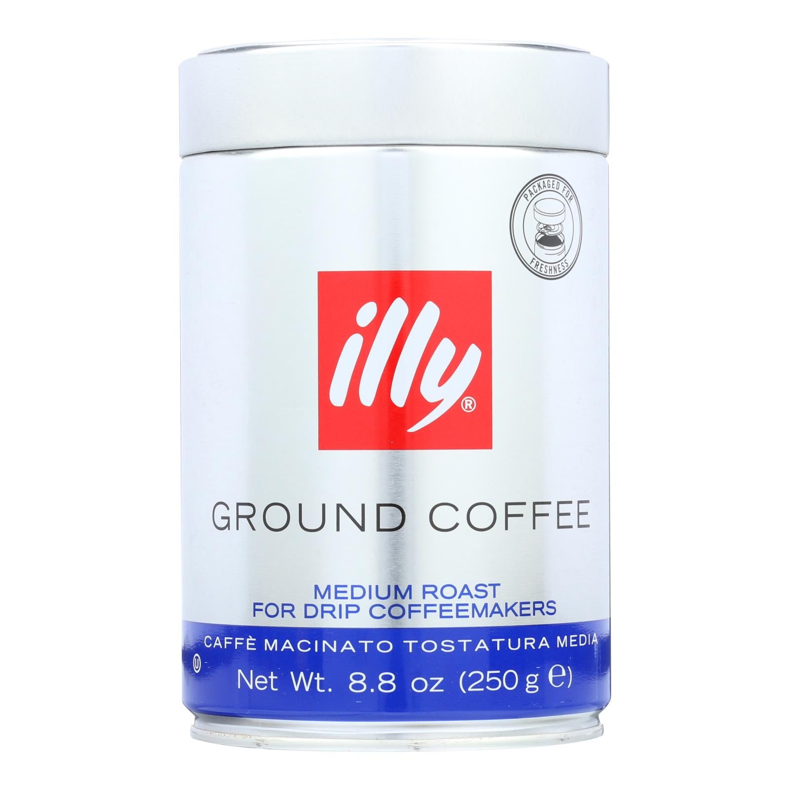 Illy Caffe Coffee (Pack of 6) - Drip Ground Medium Roast 8.8 Oz