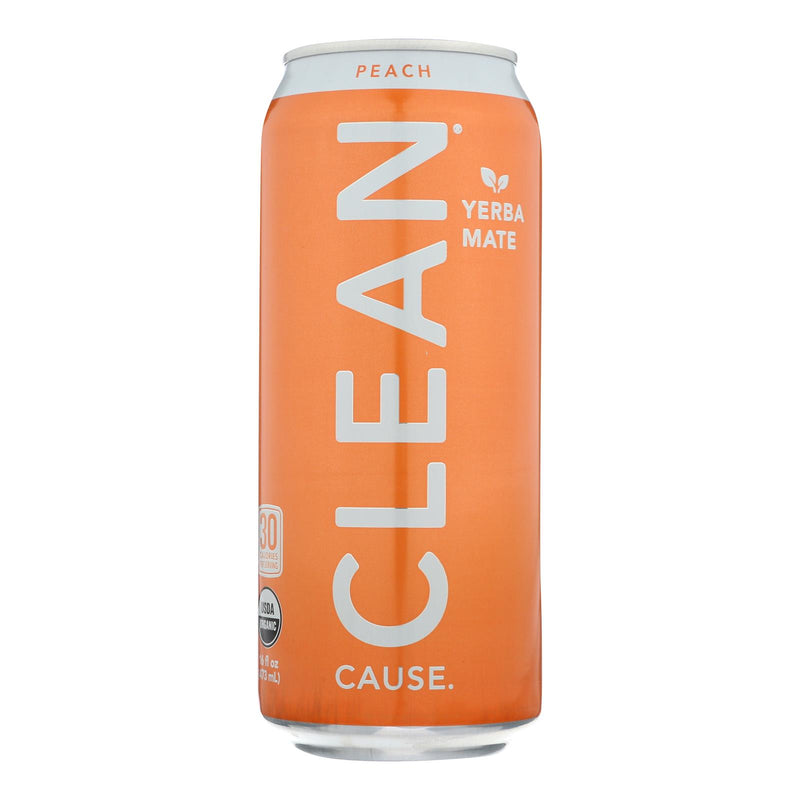 Clean Cause Peach Yerba Mate, 12-Pack of 16 Fl Oz Cans - Cozy Farm 
