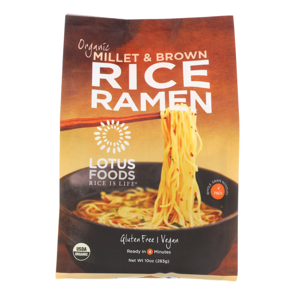 Lotus Foods Organic Millet & Brown Rice Ramen, 6 - 10 oz Cakes - Cozy Farm 