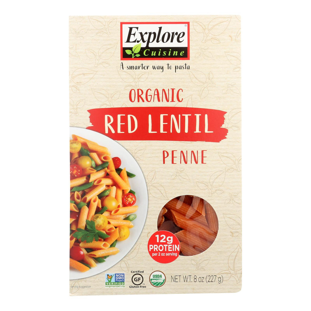 Explore Cuisine Organic Red Lentil Penne (Pack of 6 - 8 Oz.) - Cozy Farm 