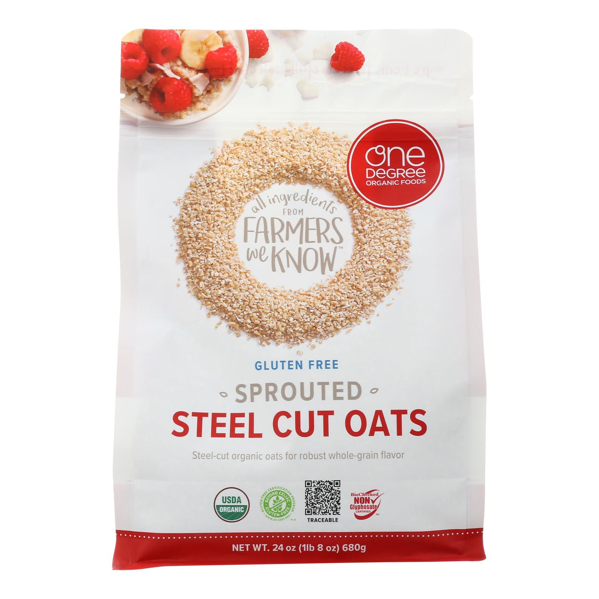 One Degree Organic Foods Sprouted Steel Cut Oatmeal (Pack of 4 - 24 oz) - Cozy Farm 