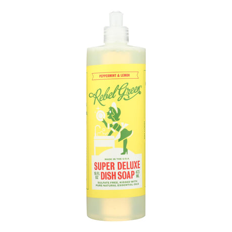 Rebel Green Dish Soap - Peppermint and Lemon 16 Fl Oz (Pack of 4) - Cozy Farm 