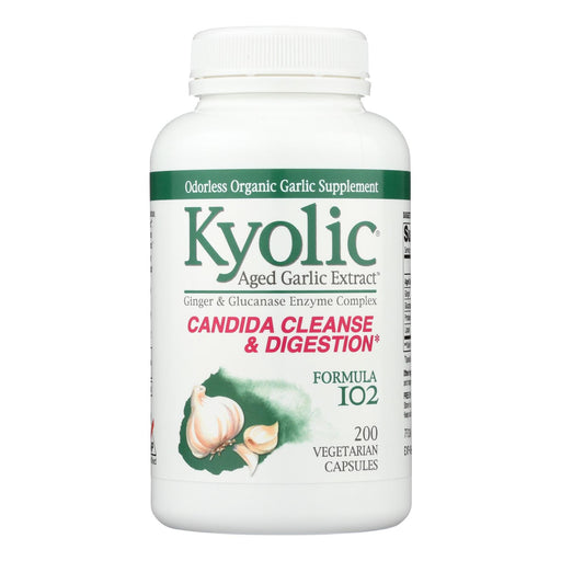 Kyolic Aged Garlic Extract Candida Cleanse & Digestion Support, 200 Vegetarian Capsules - Cozy Farm 