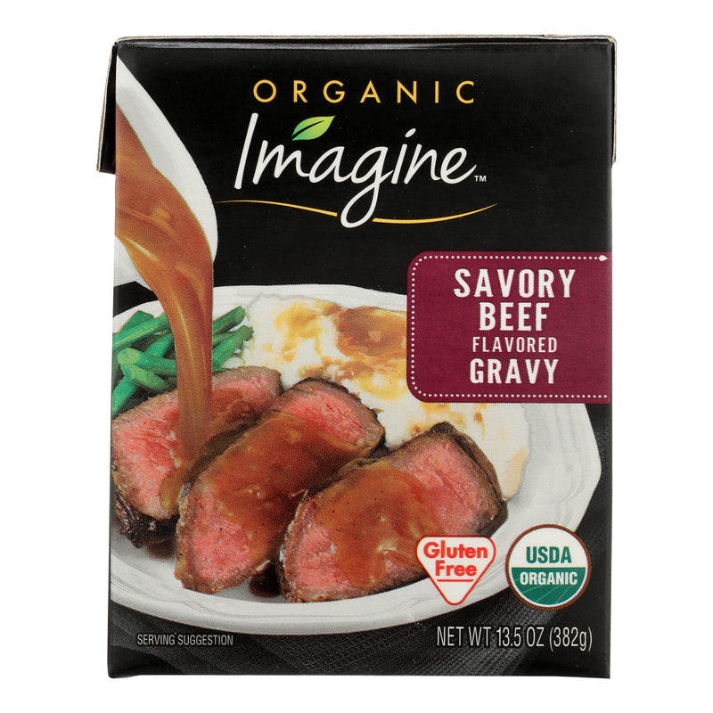 Imagine Foods Organic Savory Beef Gravy, 13.5 Fl Oz (Pack of 12) - Cozy Farm 