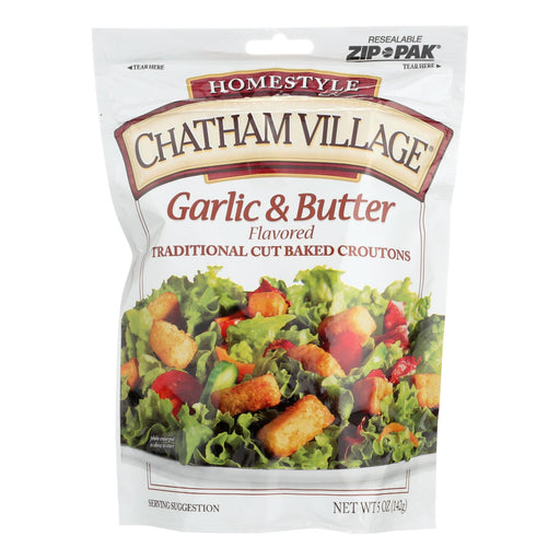 Garlic Butter Chatham Village Traditional Cut Croutons (Pack of 12 - 5 Oz. Each) - Cozy Farm 