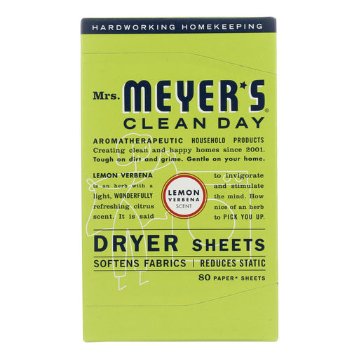 Mrs. Meyer's Clean Day Lemon Verbena Infused Dryer Sheets (Pack of 12 - 80 Sheets) - Cozy Farm 