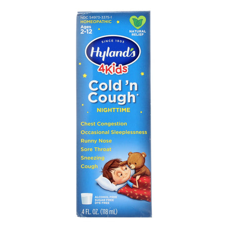 Hyland's Homeopathic 4Kids Nighttime Cold & Cough Relief, 4 Fl Oz - Cozy Farm 