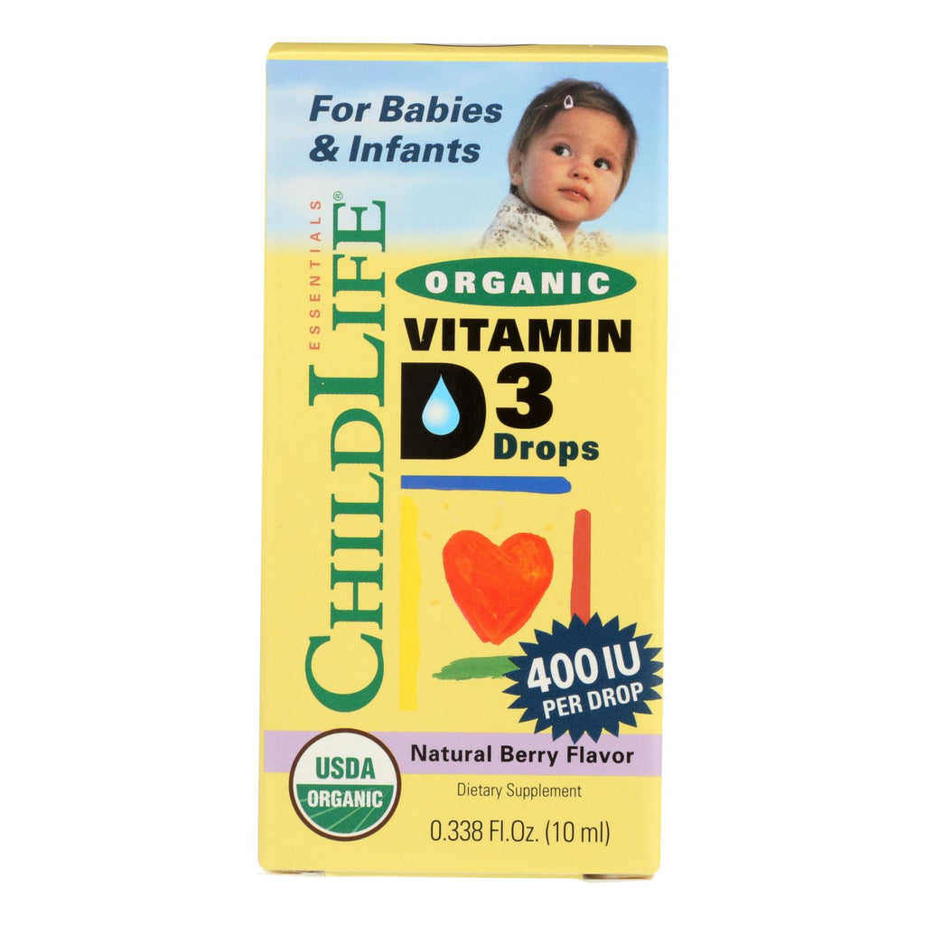 Childlife Organic Vitamin D3 Drops  - Natural Berry Flavor - .338 Oz. - Cozy Farm 
